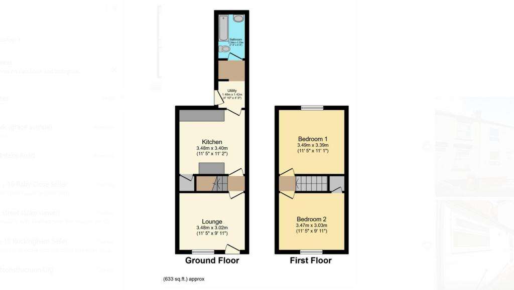 2 bedroom terraced house for sale - floorplan