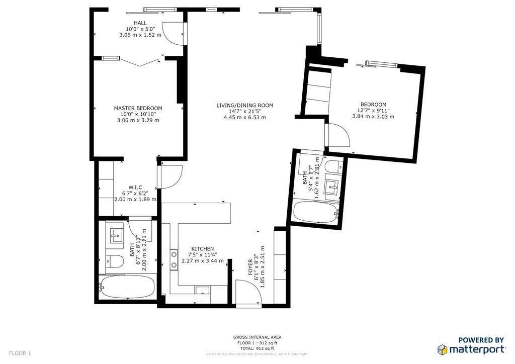 2 bedroom flat to rent - floorplan