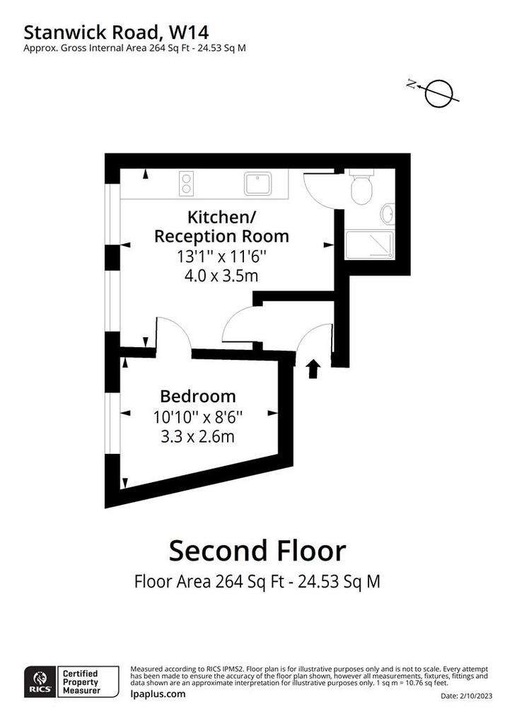 1 bedroom flat to rent - floorplan