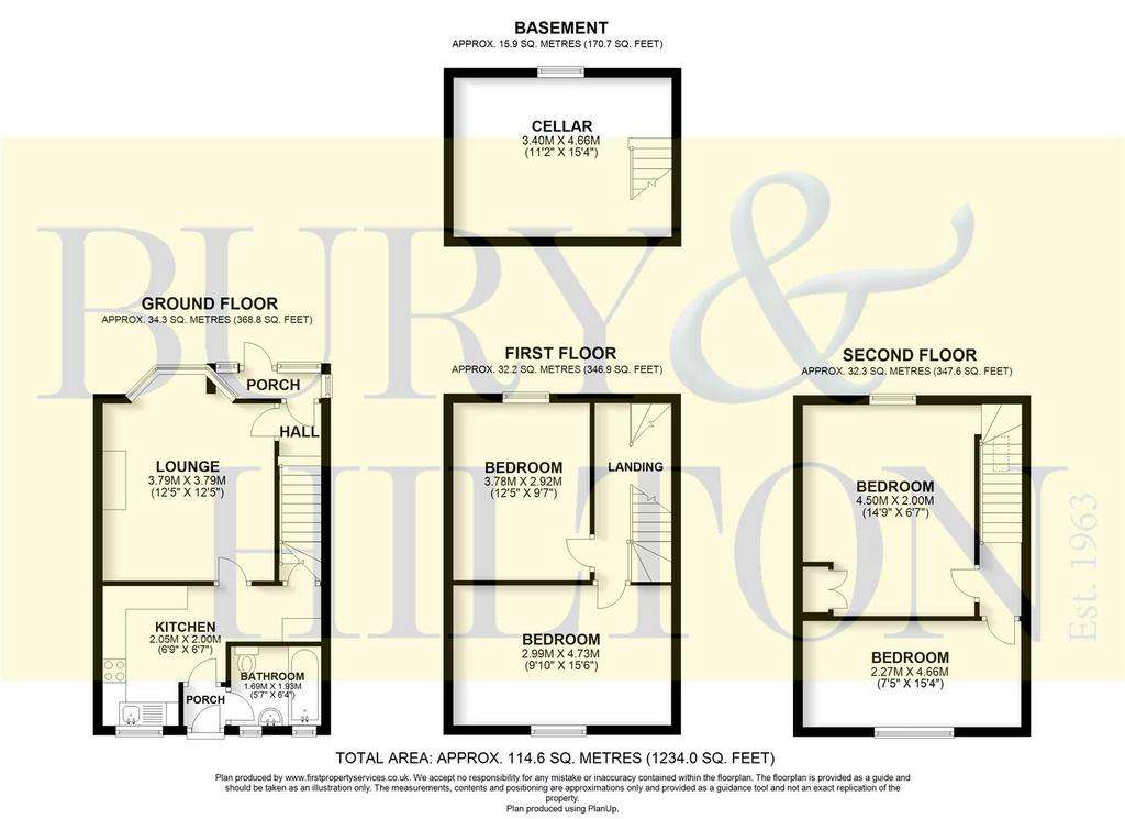 4 bedroom terraced house for sale - floorplan