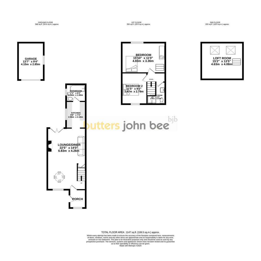 2 bedroom semi-detached house for sale - floorplan