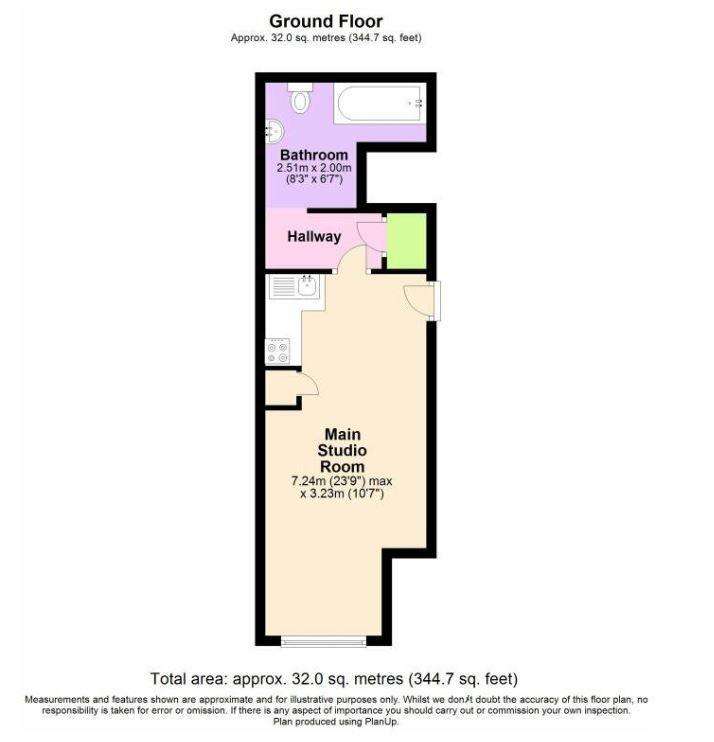 Studio flat to rent - floorplan