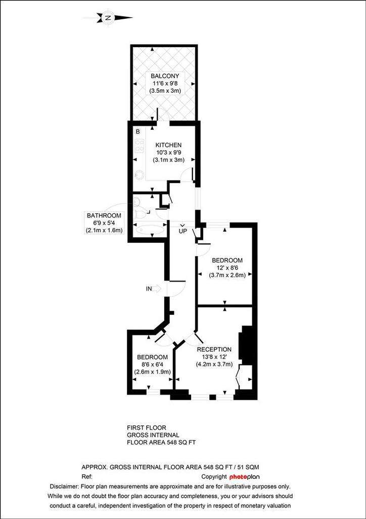 1 bedroom flat to rent - floorplan