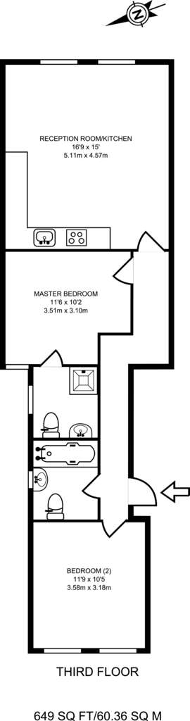 2 bedroom flat to rent - floorplan