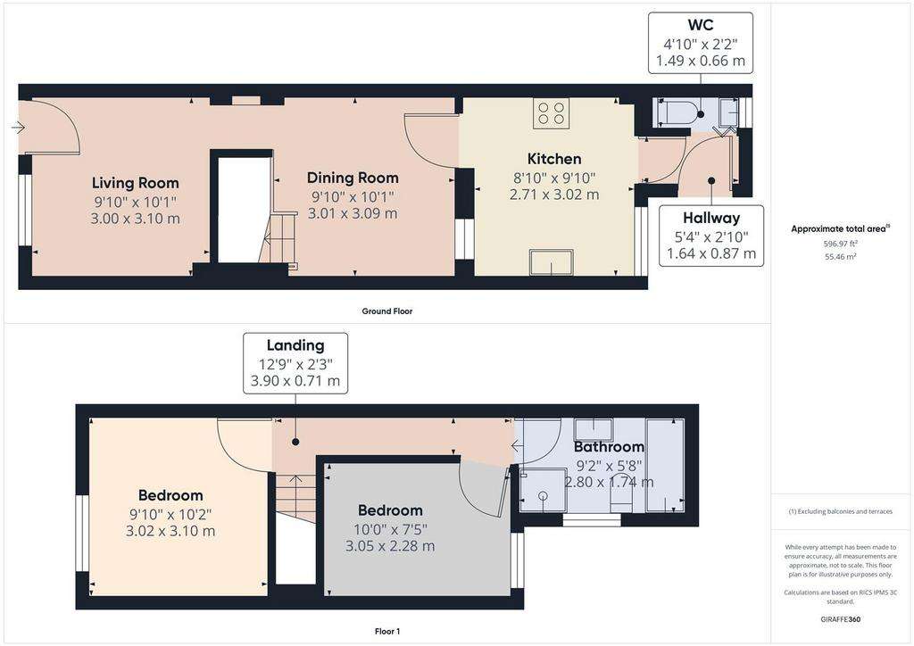 2 bedroom terraced house for sale - floorplan