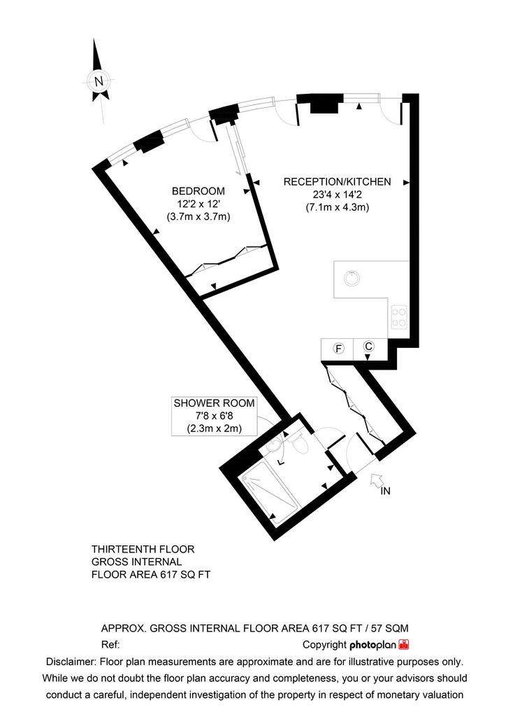 1 bedroom flat to rent - floorplan