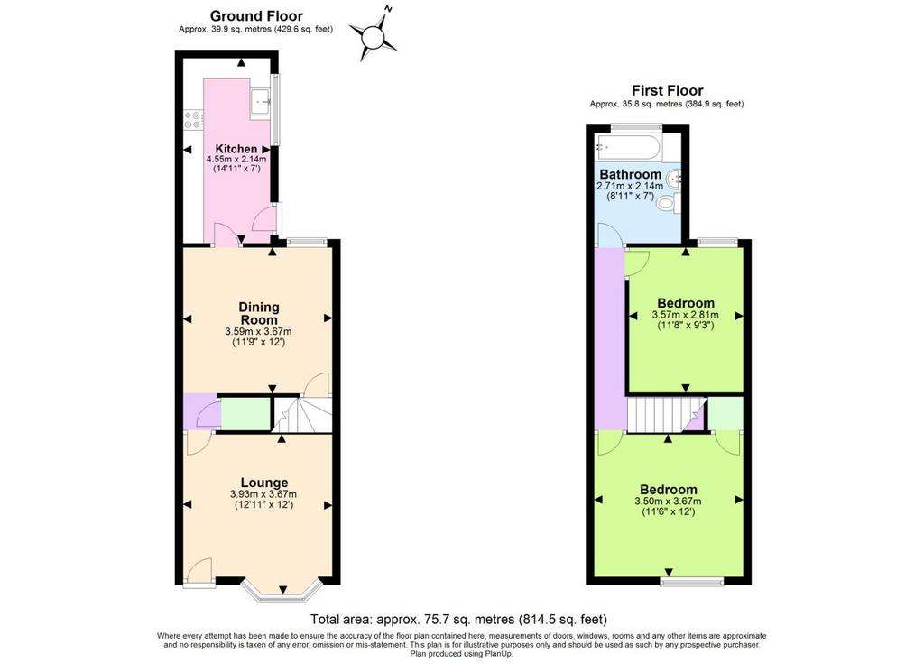 2 bedroom semi-detached house for sale - floorplan