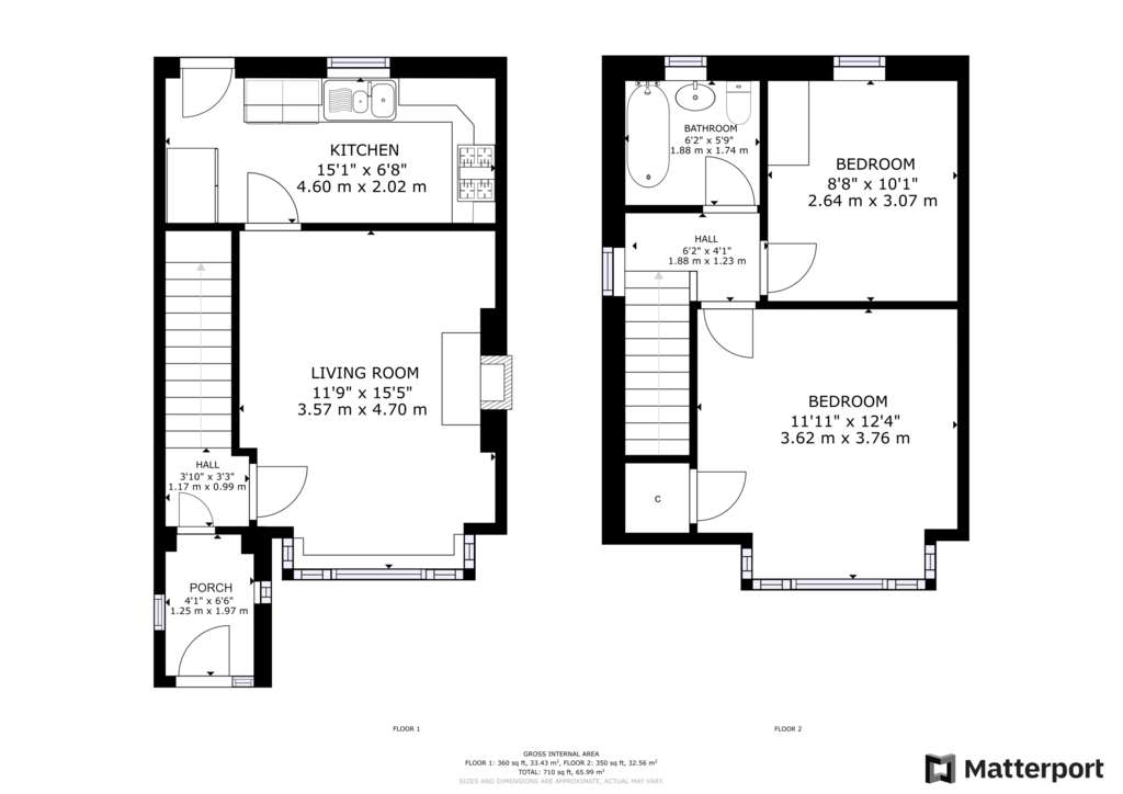 2 bedroom semi-detached house for sale - floorplan