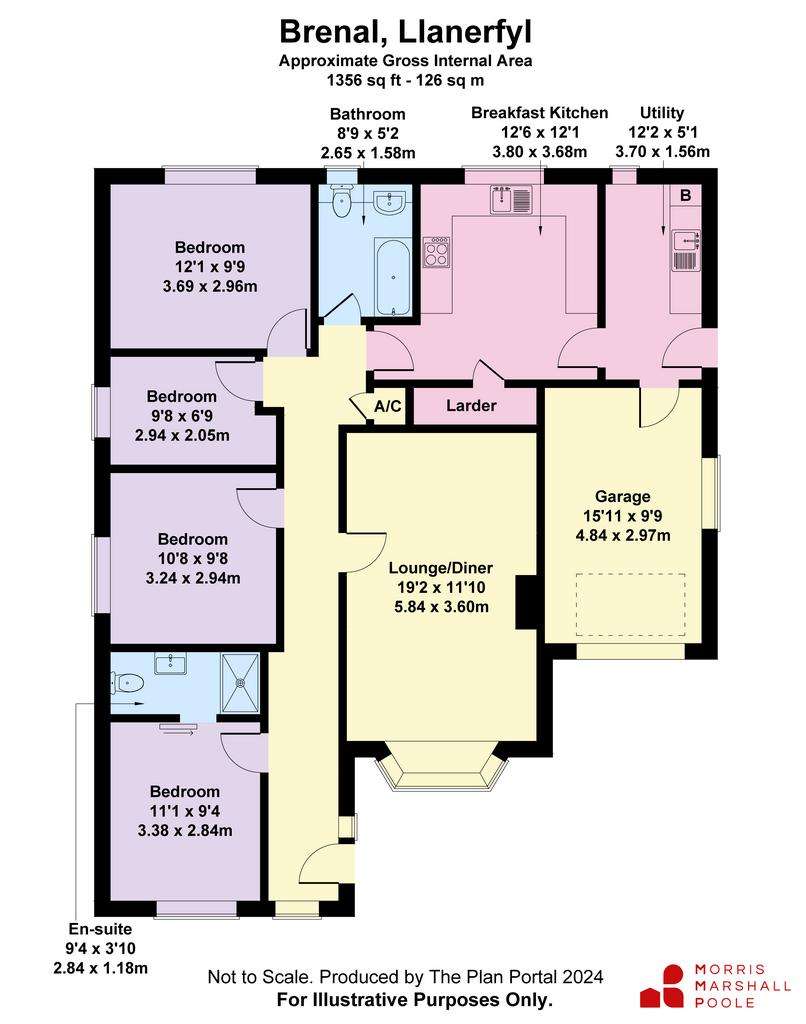 4 bedroom bungalow for sale - floorplan