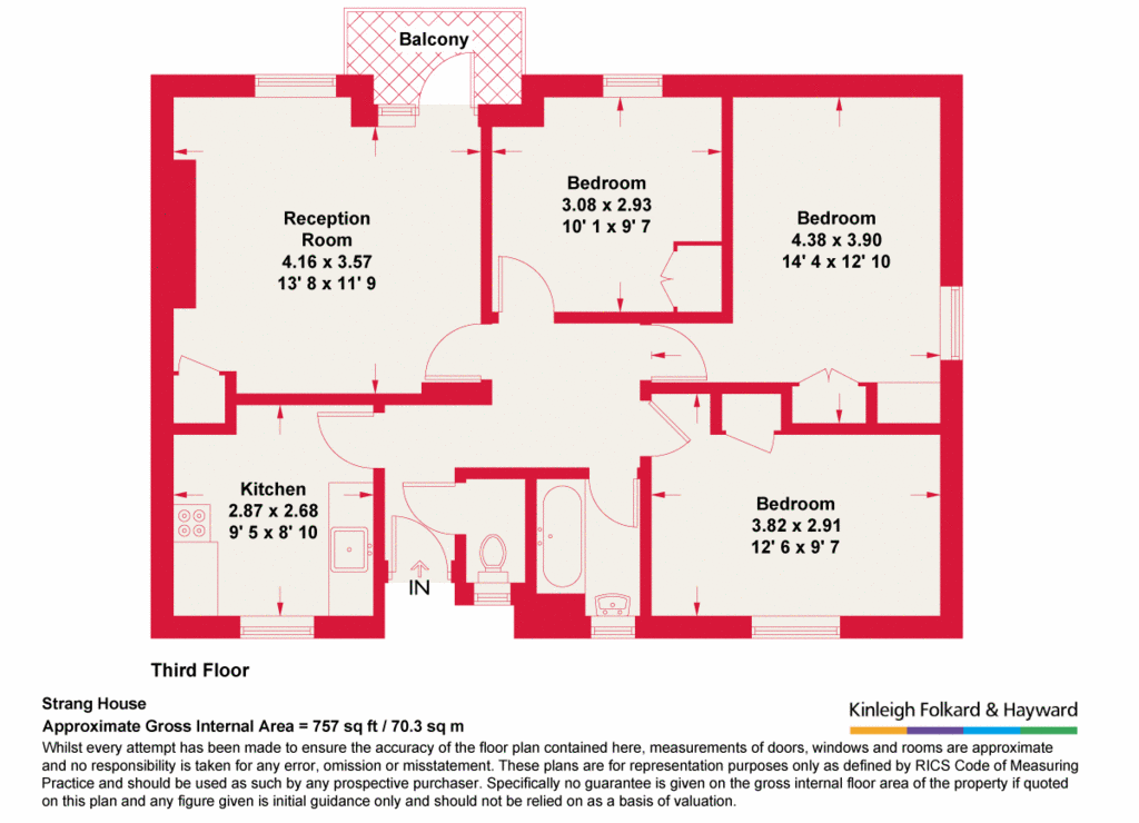 3 bedroom flat for sale - floorplan