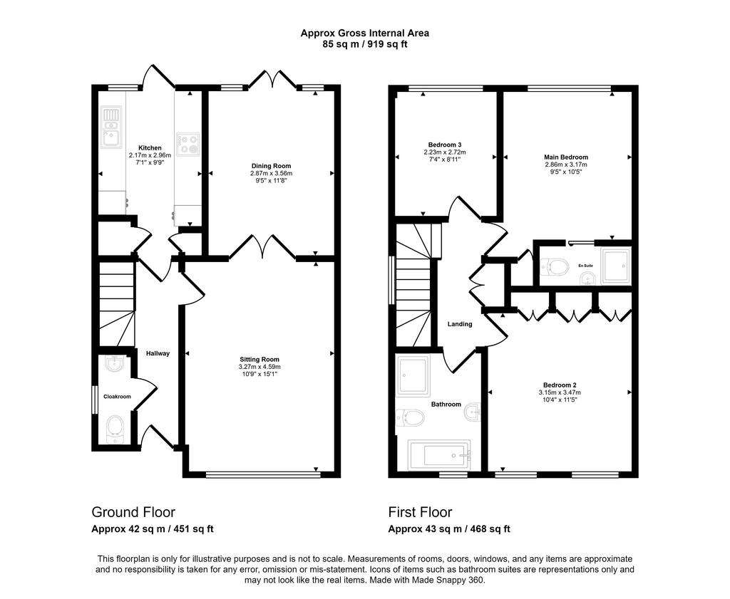 3 bedroom end of terrace house for sale - floorplan