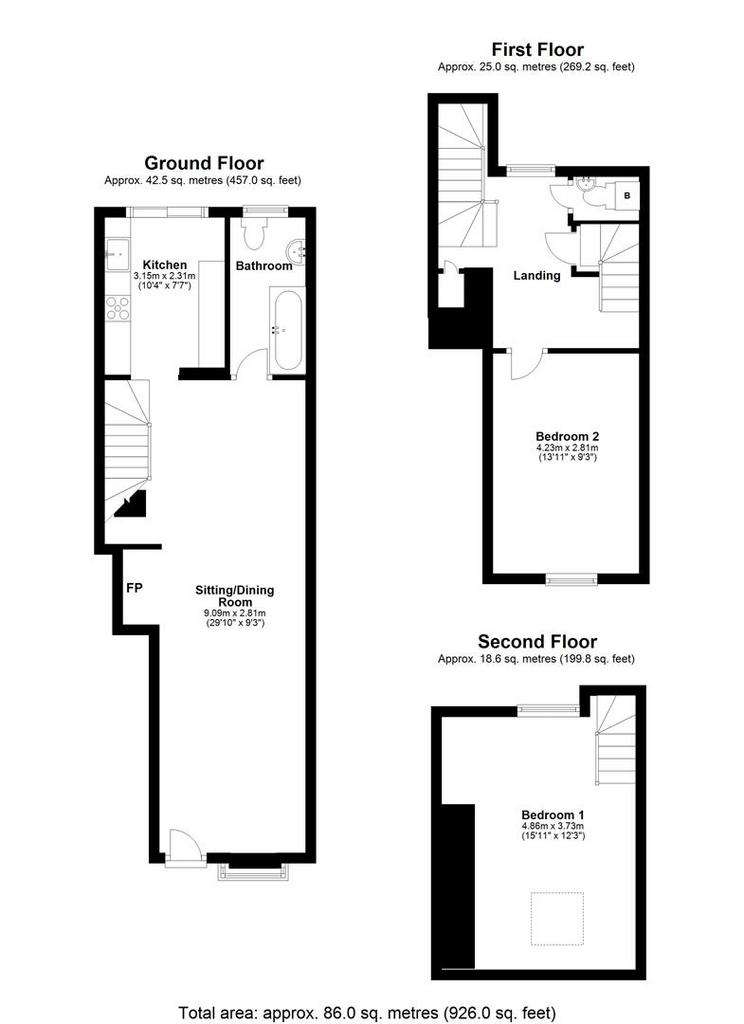 2 bedroom cottage for sale - floorplan