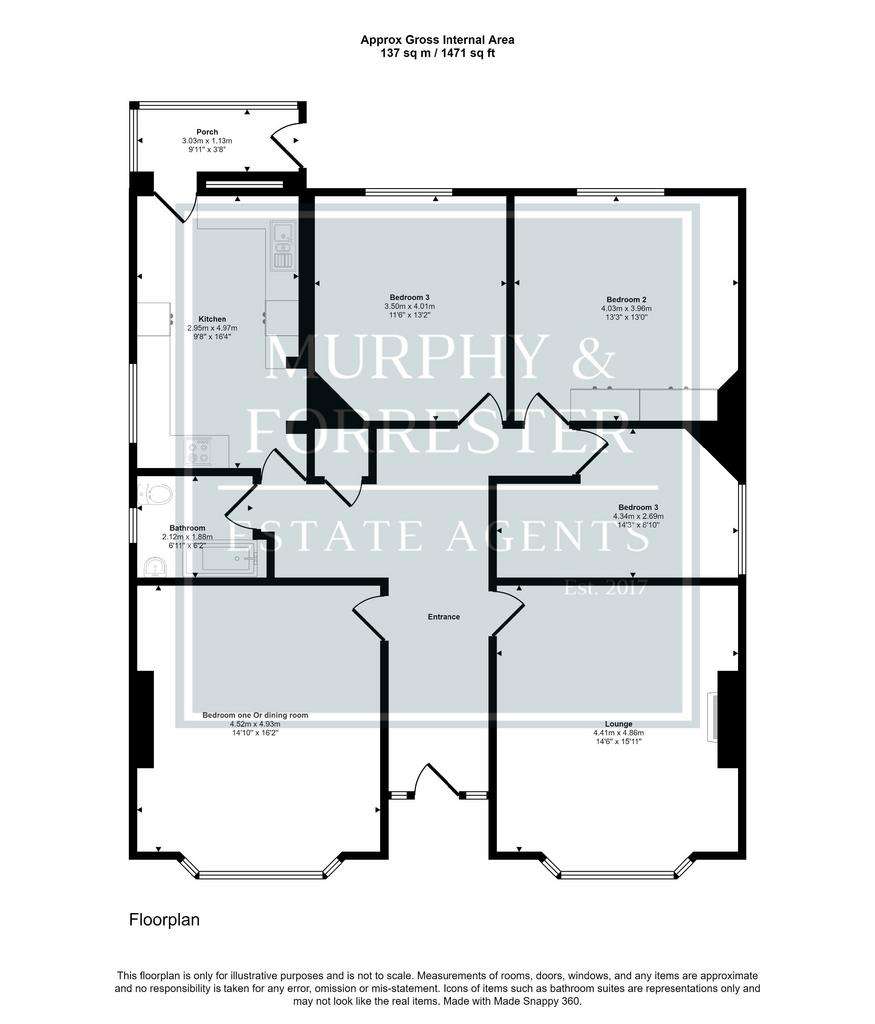 4 bedroom bungalow for sale - floorplan