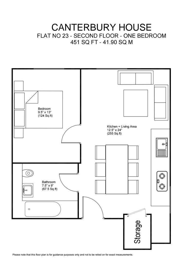 1 bedroom flat to rent - floorplan