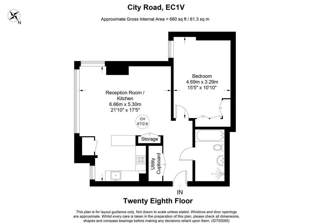 1 bedroom flat to rent - floorplan