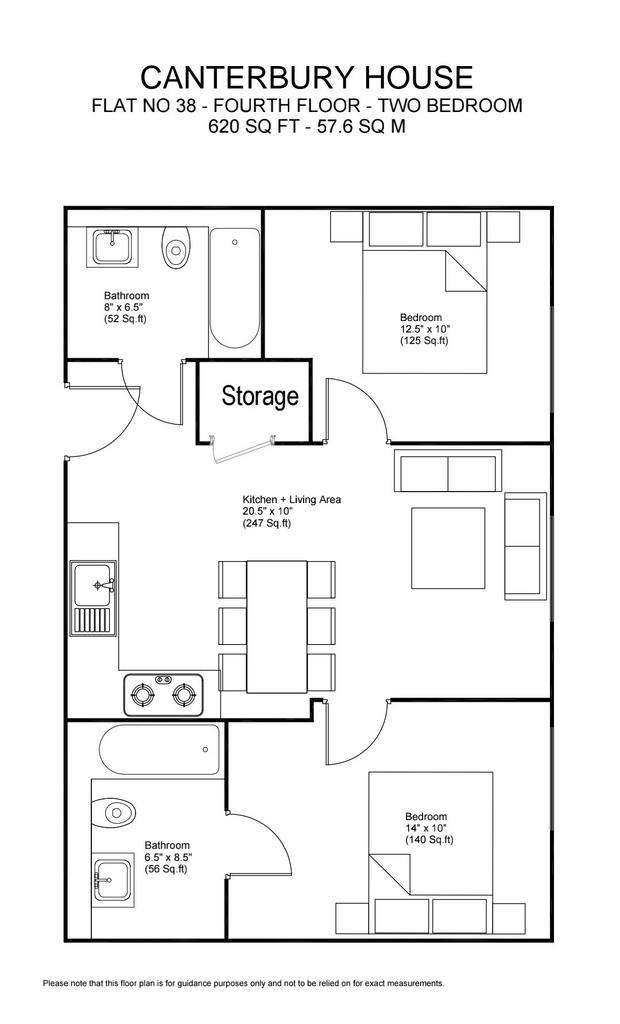 2 bedroom flat to rent - floorplan