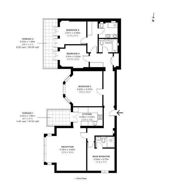 4 bedroom flat to rent - floorplan