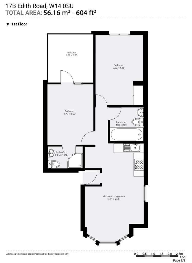 2 bedroom flat to rent - floorplan