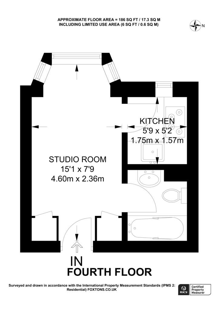 Studio flat to rent - floorplan