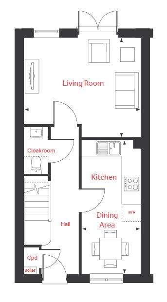 2 bedroom semi-detached house for sale - floorplan