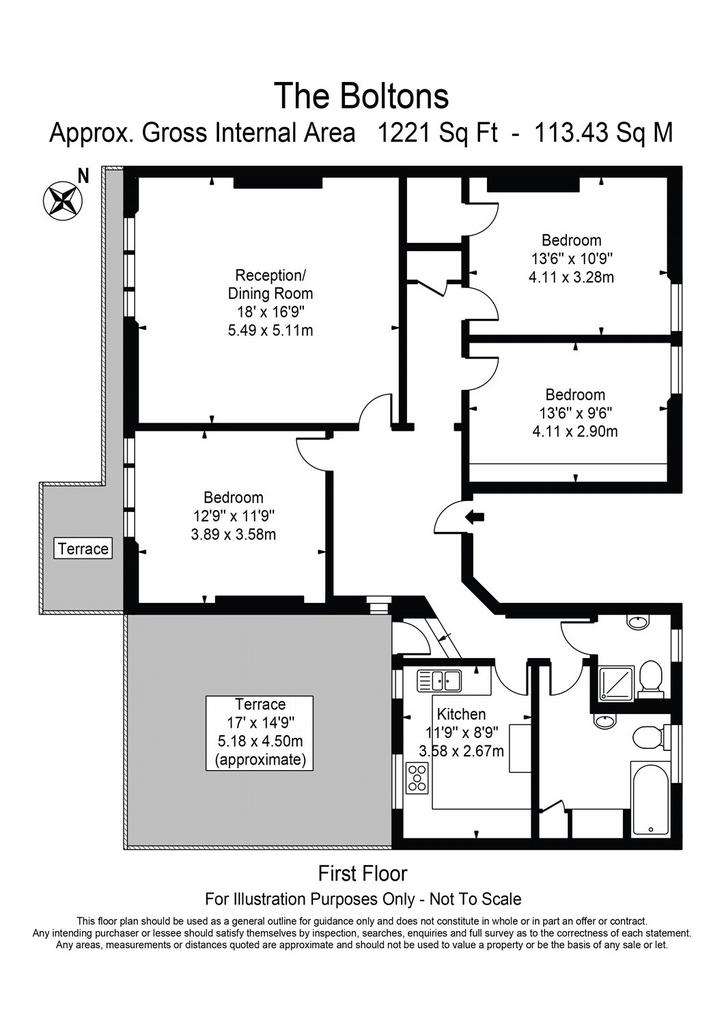 3 bedroom flat to rent - floorplan