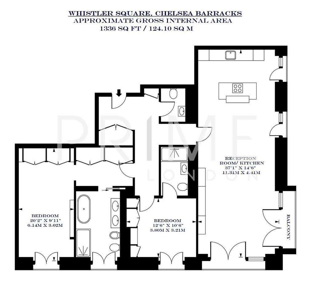 2 bedroom flat to rent - floorplan