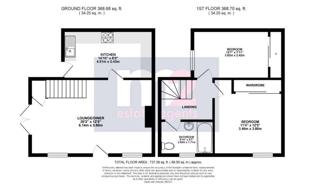 2 bedroom detached house for sale - floorplan