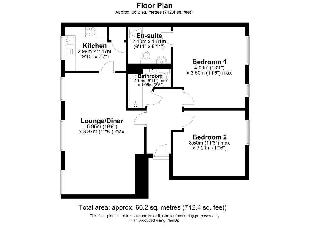 2 bedroom flat to rent - floorplan