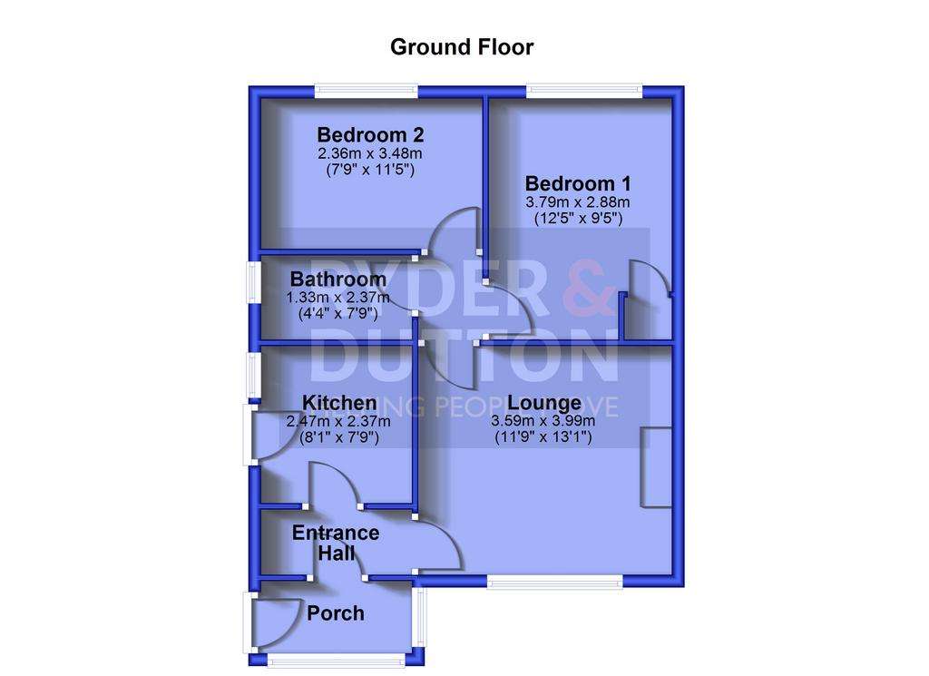 2 bedroom semi-detached bungalow for sale - floorplan