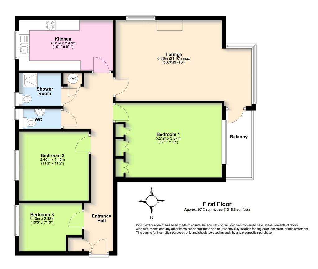 3 bedroom flat for sale - floorplan