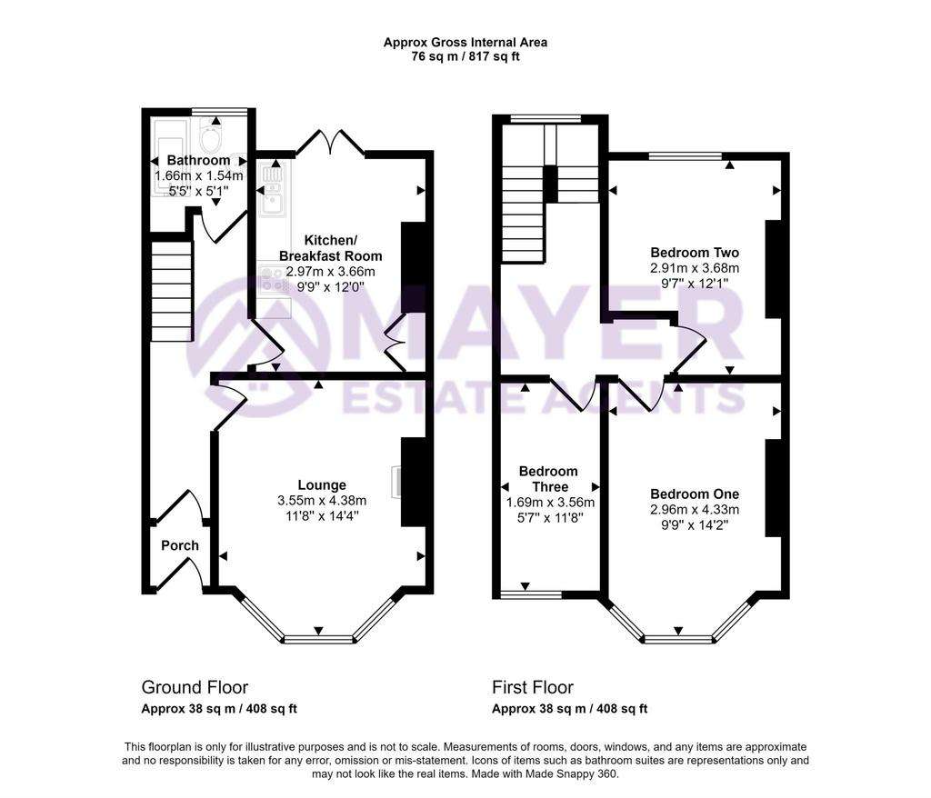 3 bedroom terraced house for sale - floorplan