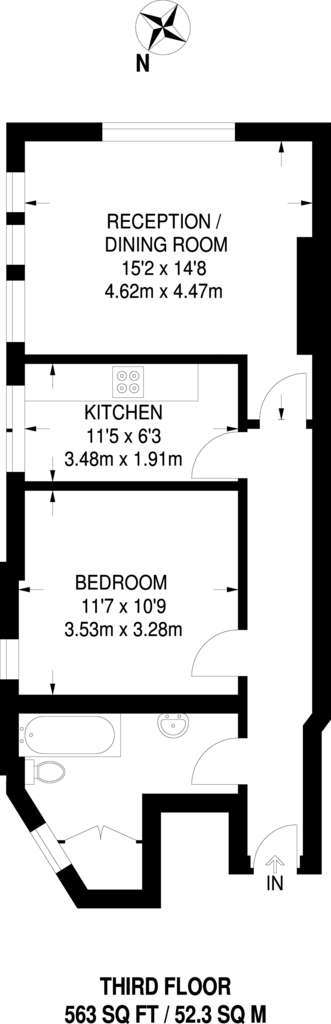 1 bedroom flat to rent - floorplan