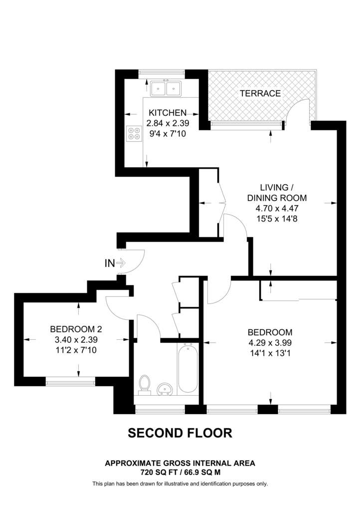 2 bedroom flat to rent - floorplan