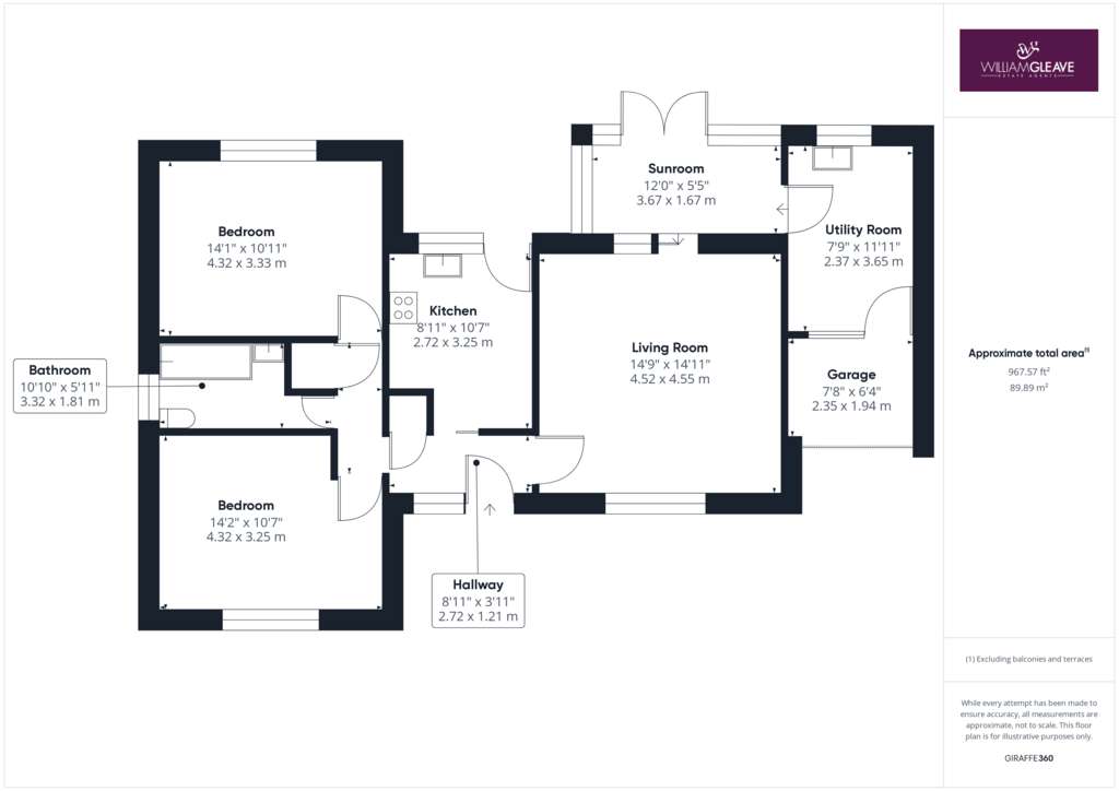 2 bedroom bungalow for sale - floorplan