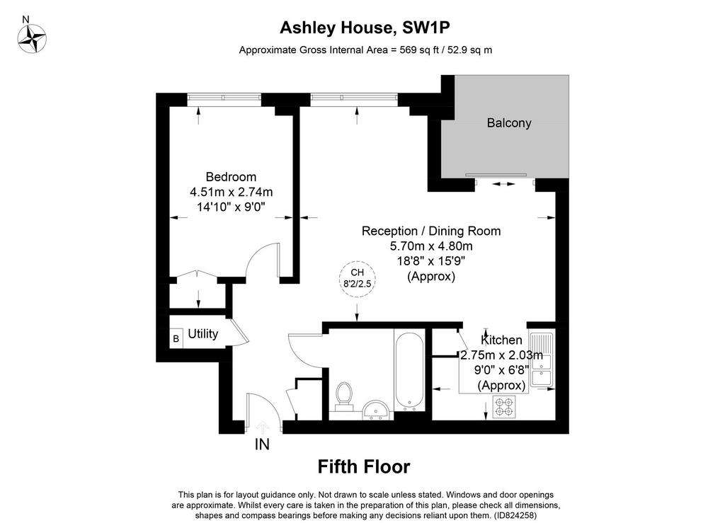 1 bedroom flat to rent - floorplan