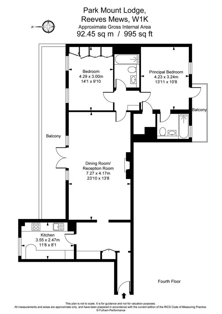 2 bedroom flat to rent - floorplan