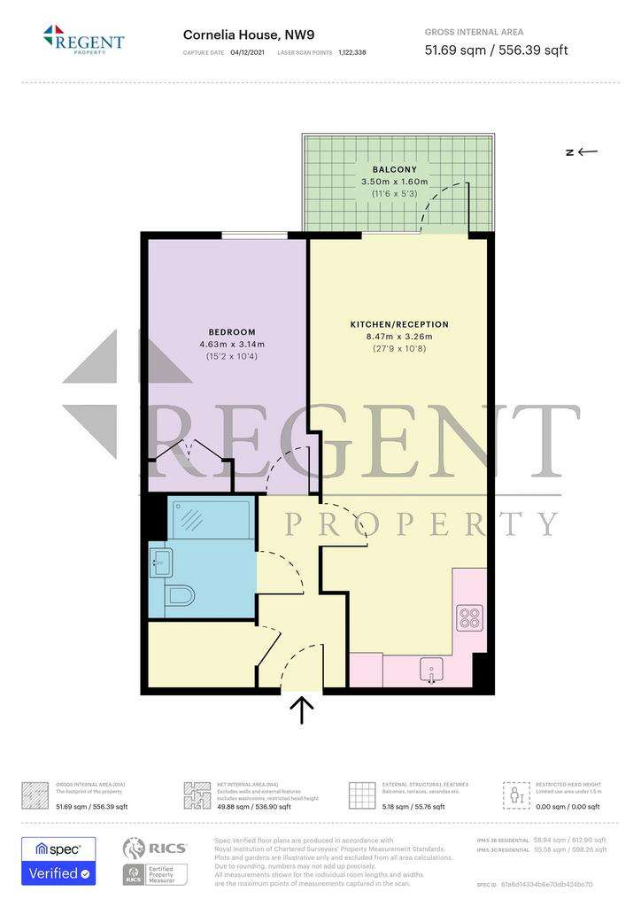 1 bedroom flat to rent - floorplan