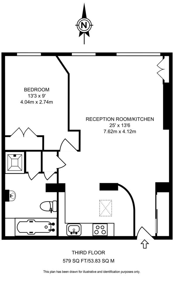 1 bedroom flat to rent - floorplan