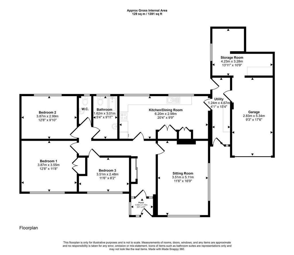 3 bedroom detached bungalow for sale - floorplan