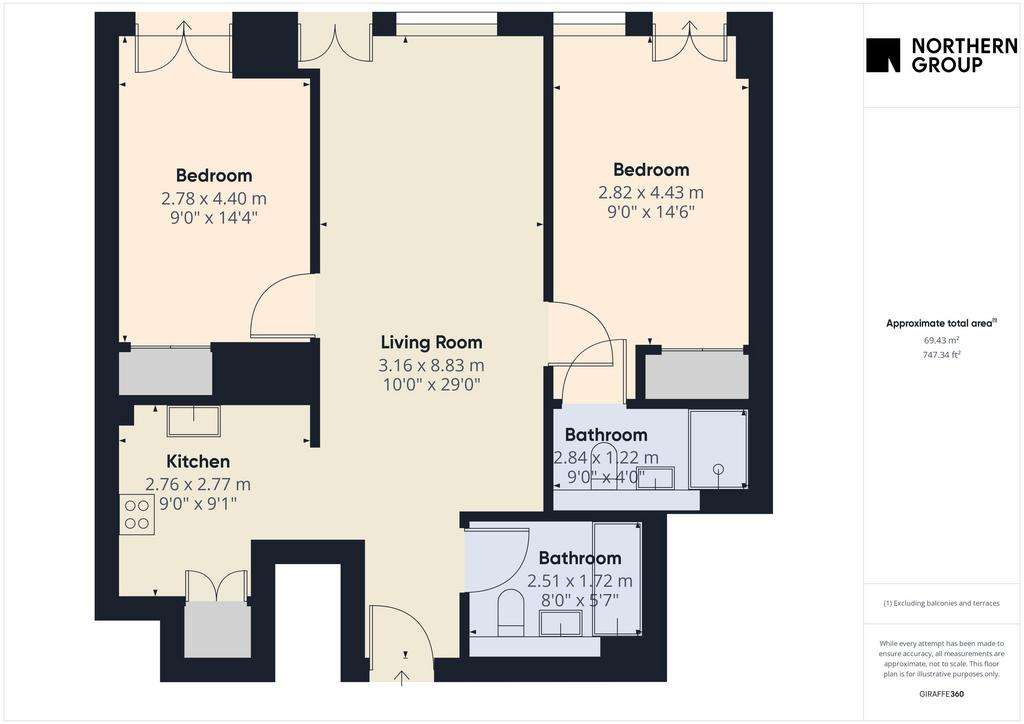 2 bedroom flat to rent - floorplan