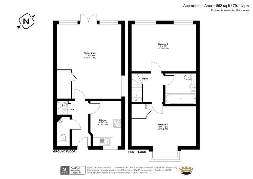 2 bedroom semi-detached house for sale - floorplan