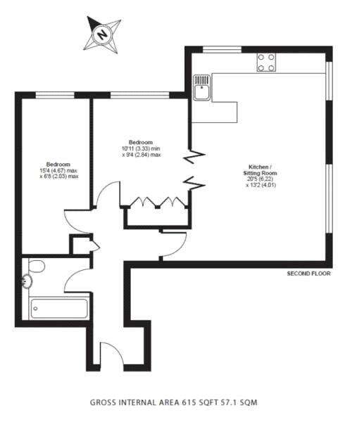 3 bedroom flat to rent - floorplan