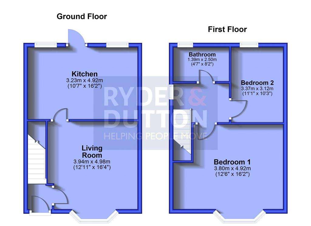 2 bedroom end of terrace house for sale - floorplan