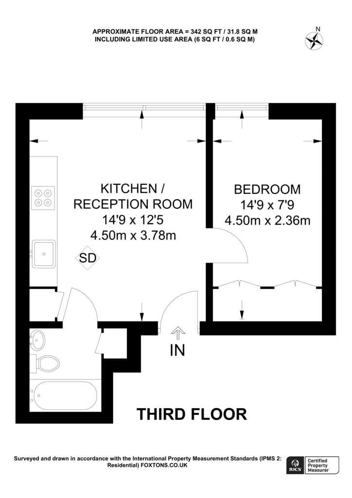 1 bedroom flat to rent - floorplan