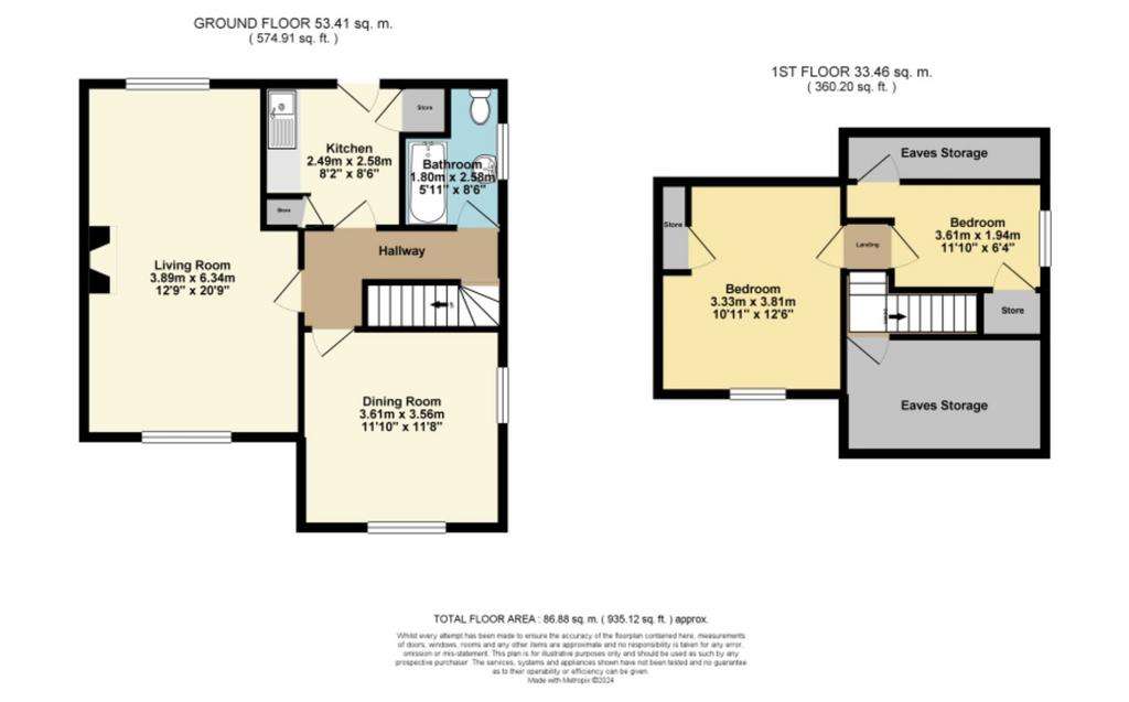 3 bedroom semi-detached house for sale - floorplan