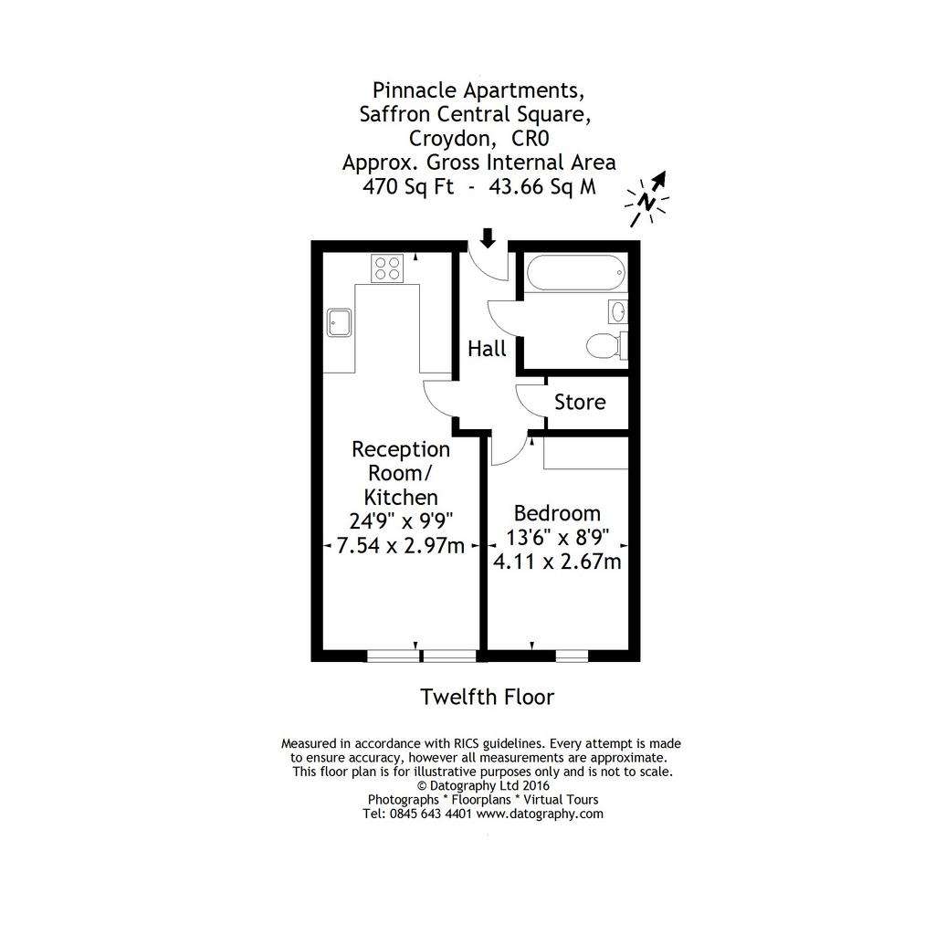 1 bedroom flat to rent - floorplan