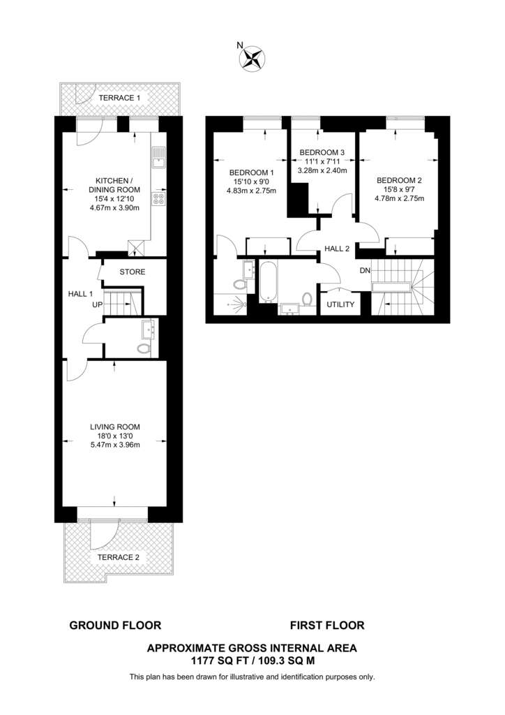 3 bedroom flat for sale - floorplan