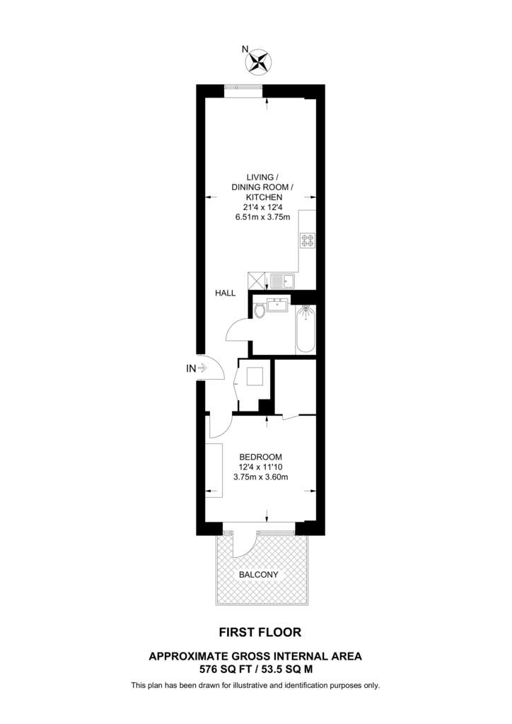 1 bedroom flat for sale - floorplan