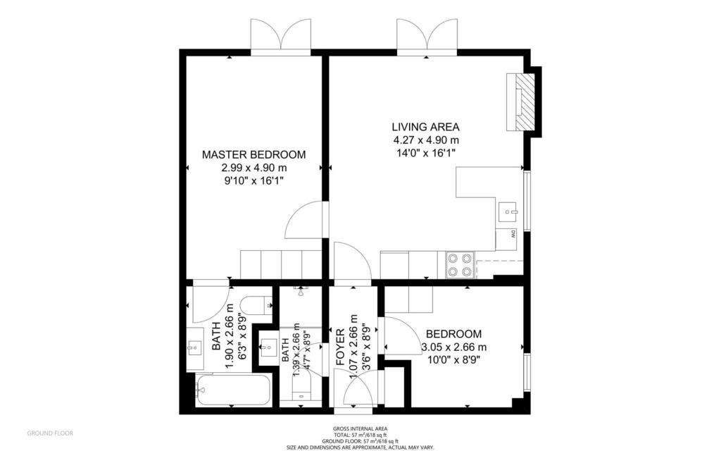 2 bedroom flat to rent - floorplan