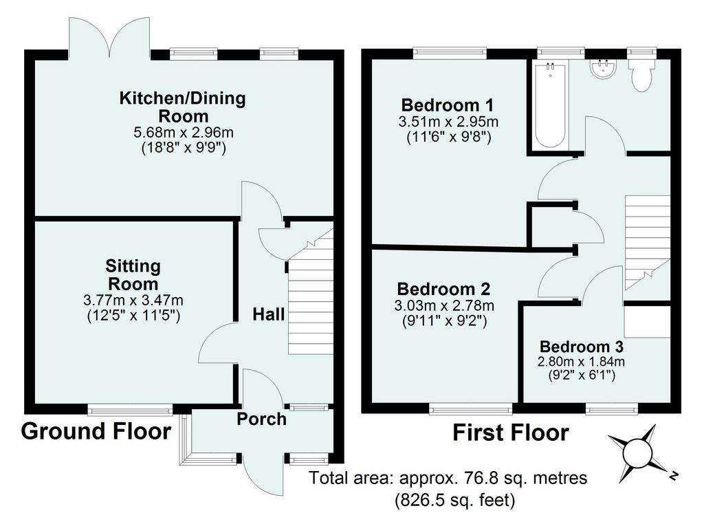 3 bedroom terraced house for sale - floorplan